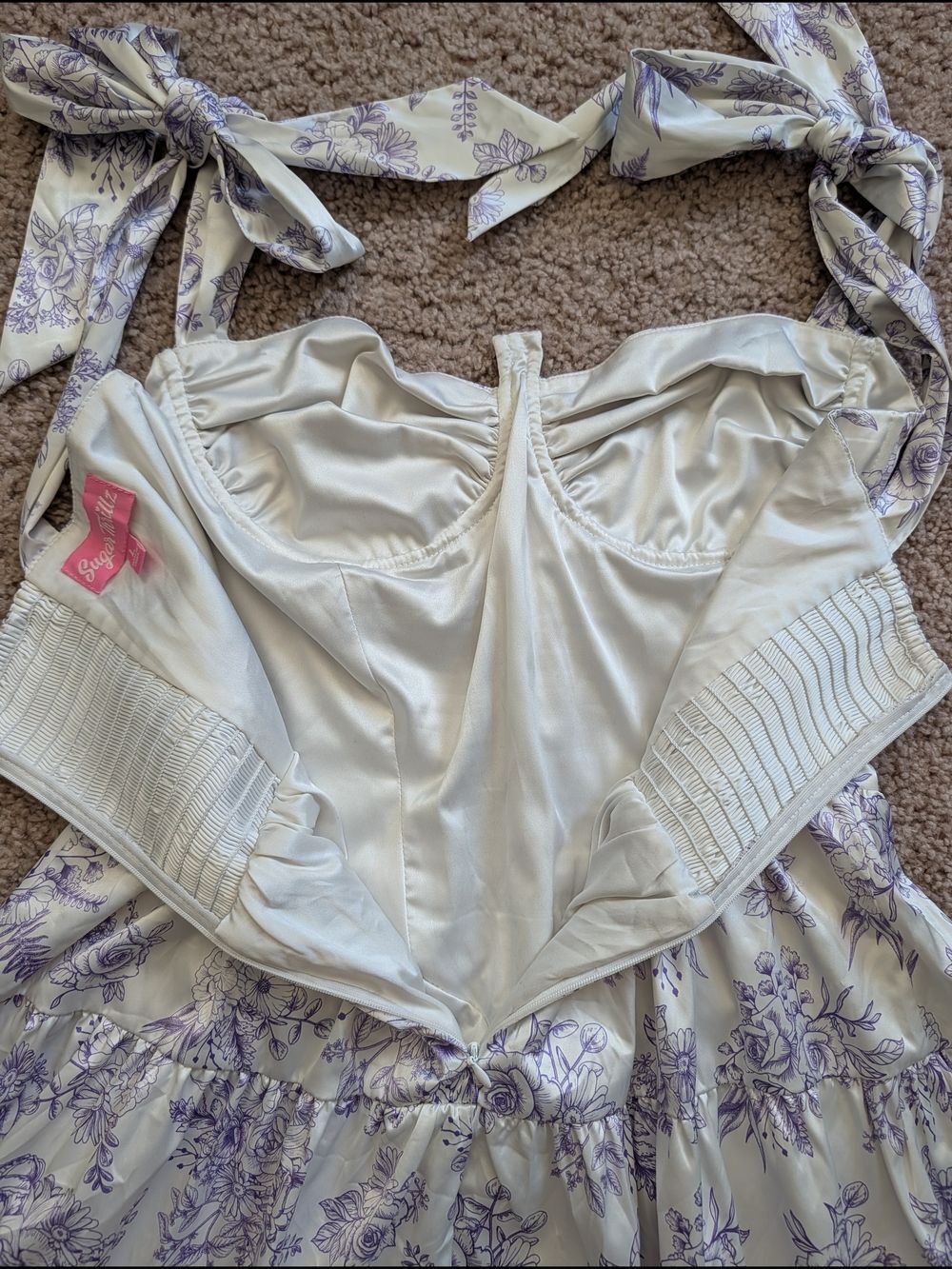 Sugar Thrillz Womens Lavender Purple White Holding Court Mini Dress Size Large - Picture 10 of 14